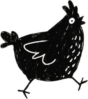 Line drawing of a free range chicken
